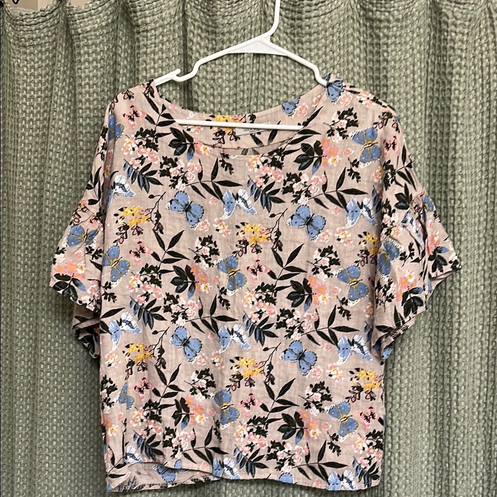 Viola borghi Linen floral Top - Multicolor